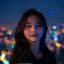 91达人用户小鱼头像，年轻女性，背景为城市夜景